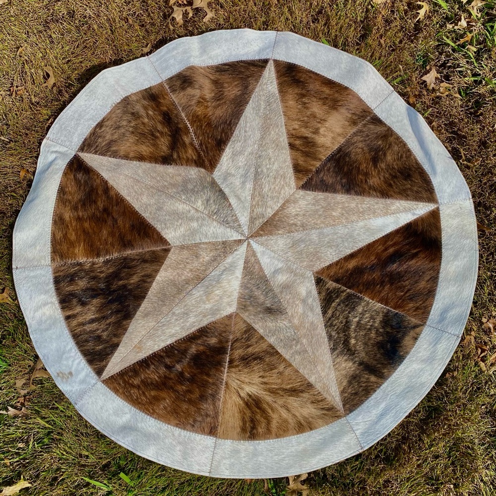 Round Star Cowhide Pattern Rug